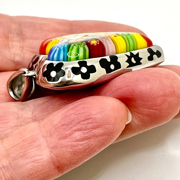 Stainless Steel Millefiori Dimensional Heart Pendant - Picture 2 of 10